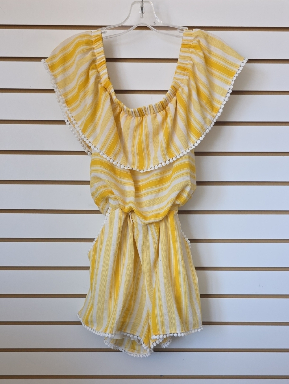 Premier Amour Striped Ruffle Romper 8 - Picture 3 of 9